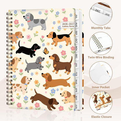 Planner 2026-2027, Weekly and Monthly Calendar Planner, JUL 2026 - JUN 2027 | Academic Year, Daily Agenda Book, A5(6.3'' x 8.5''), Sprial Bound, Inner Pocket, Office School Use