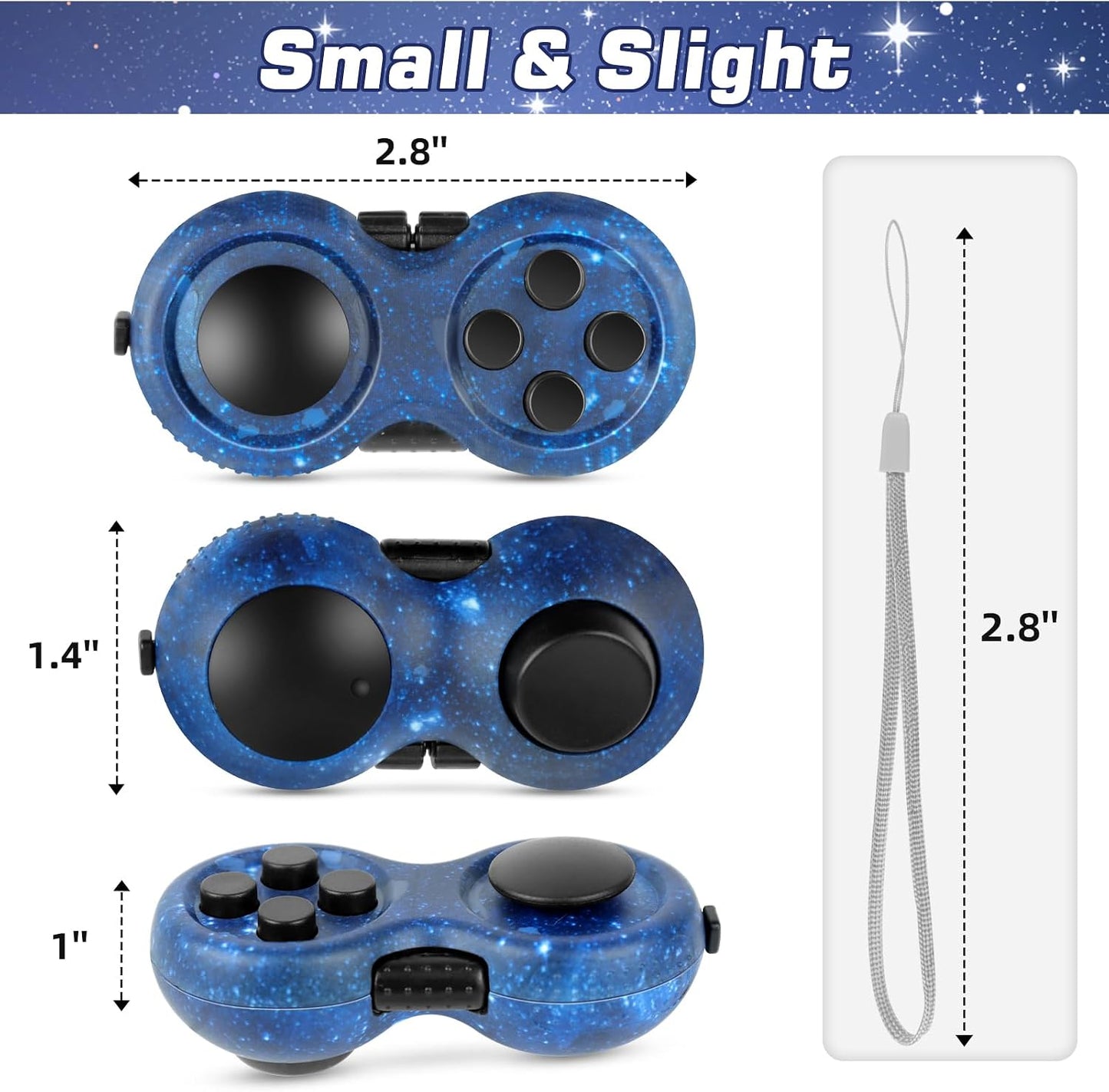 Original Fidget Toy Game, Rubberized Classical Controller Fidget Concentration Toy with 8-Fidget Functions and Lanyard - Excellent for Relieving Stress and Anxiety