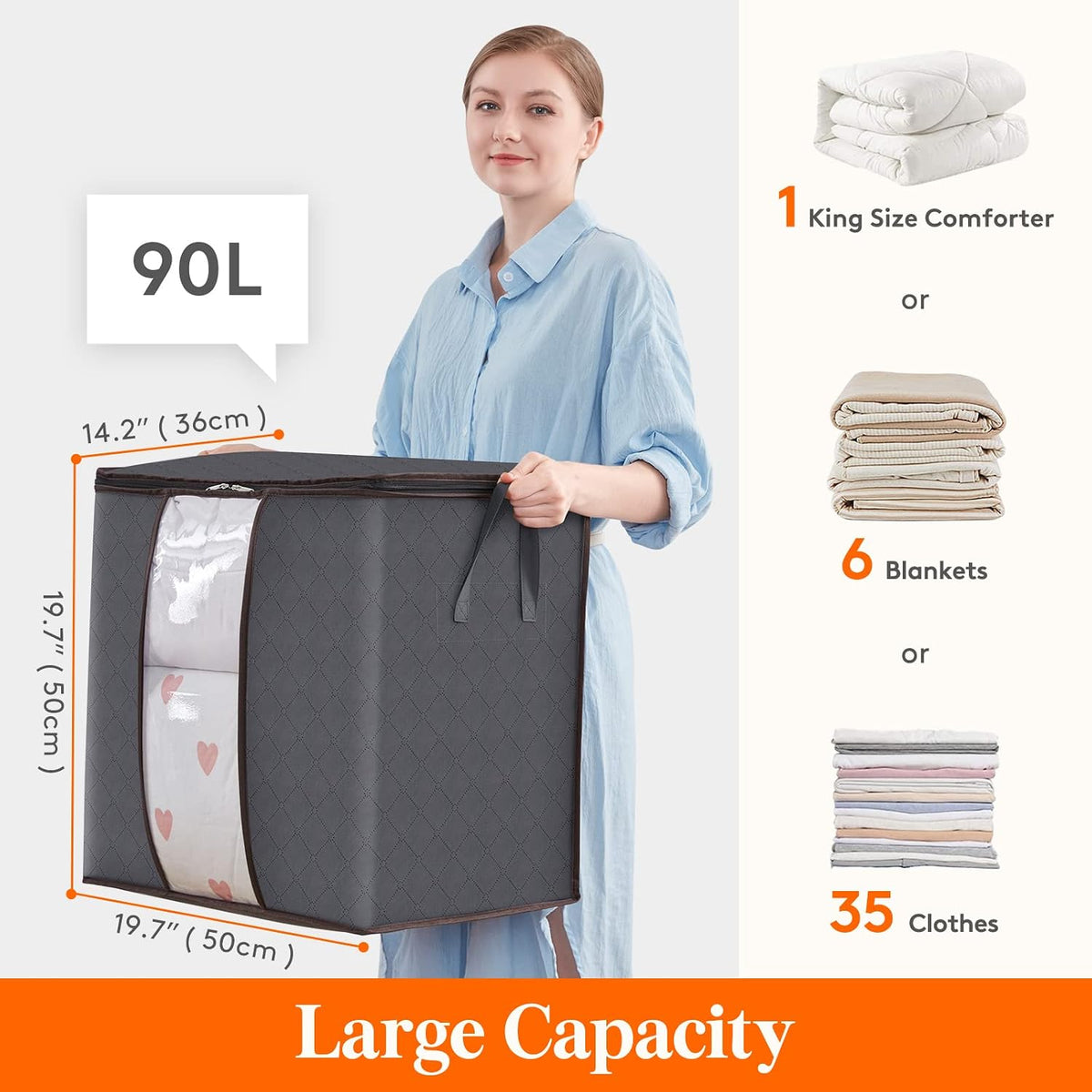 Lifewit 120L Extra Large Clothes Storage, Blanket Storage Bags