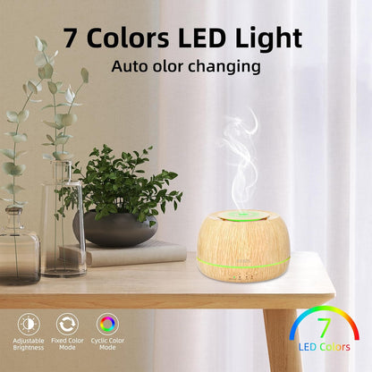 SEEDSEEL 300ML Essential Oil Diffuser,Ultrasonic Aromatherapy Diffuser, 7-Color Gradient Lights, Remote Control, 8 Hours Run Time, Suitable for Home,Office