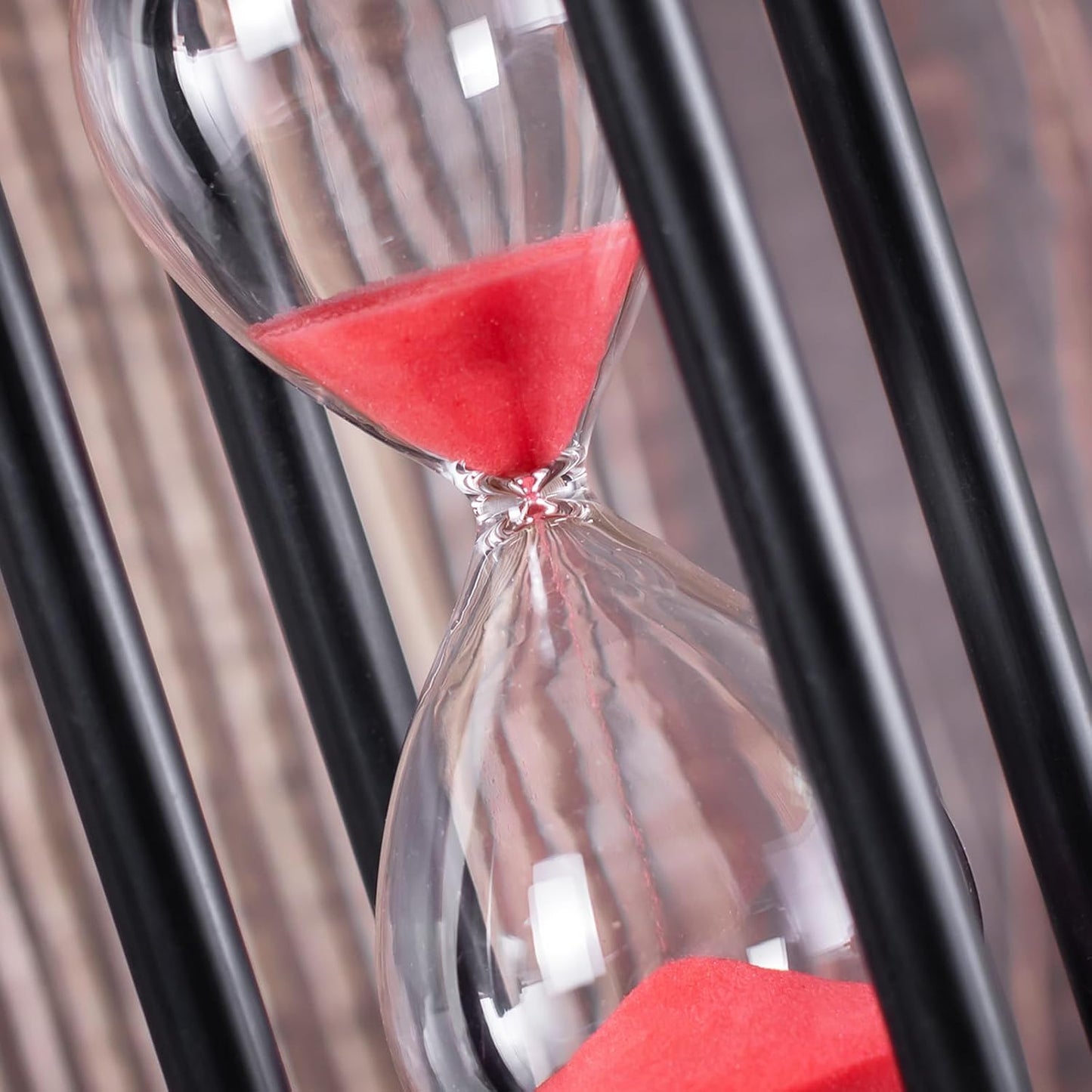BELLAWARE Hourglass Timer with Red Sand, 60 Minute Wooden Sand Timer | Creative Handcraft Decoration