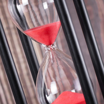 BELLAWARE Hourglass Timer with Red Sand, 60 Minute Wooden Sand Timer | Creative Handcraft Decoration
