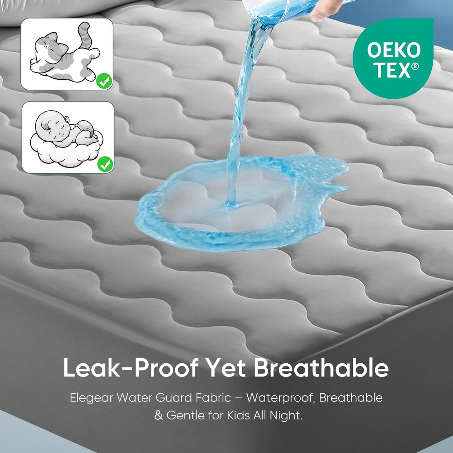 Elegear Cooling Mattress Pad King, Upgraded Arc-Chill® 3.0 + PCM Cooling, Stay Cool All Night, Breathable & Soft, Deep Pocket 18", Washable Mattress Protector for Hot Sleepers, Gray