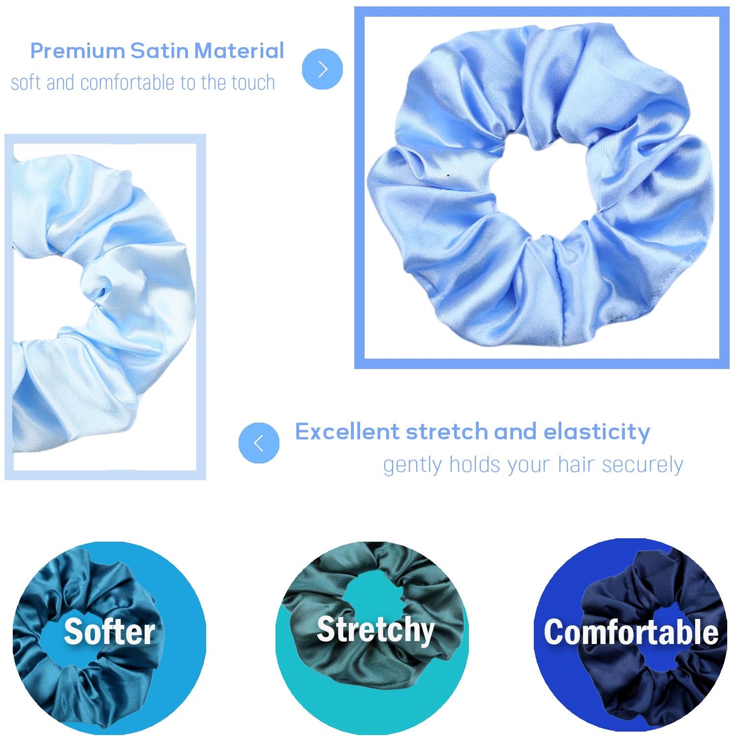 IVARYSS Satin Scrunchies for Women, Soft Than Silk for Hair, Fashion Ties and Bands for Thin | Thick Hair Styling, 16 Pack (Neutral Color)