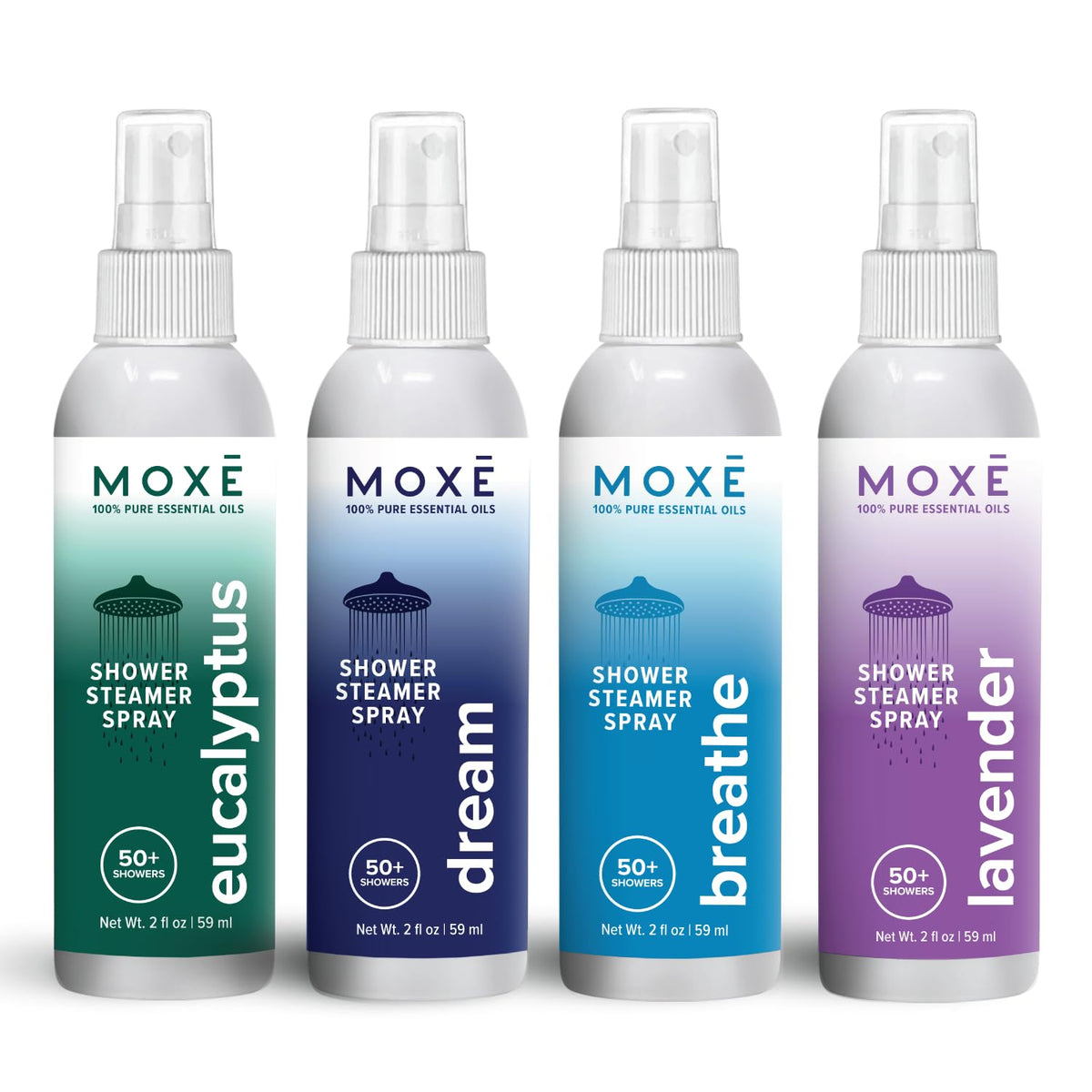 MOXĒ Eucalyptus Oil Shower Mist, Spa Steam Spray, Certified Natural 100% Essential Oils, Made in USA, Aromatherapy, Sinus Congestion Relief, Tension Relief, 4 Ounces
