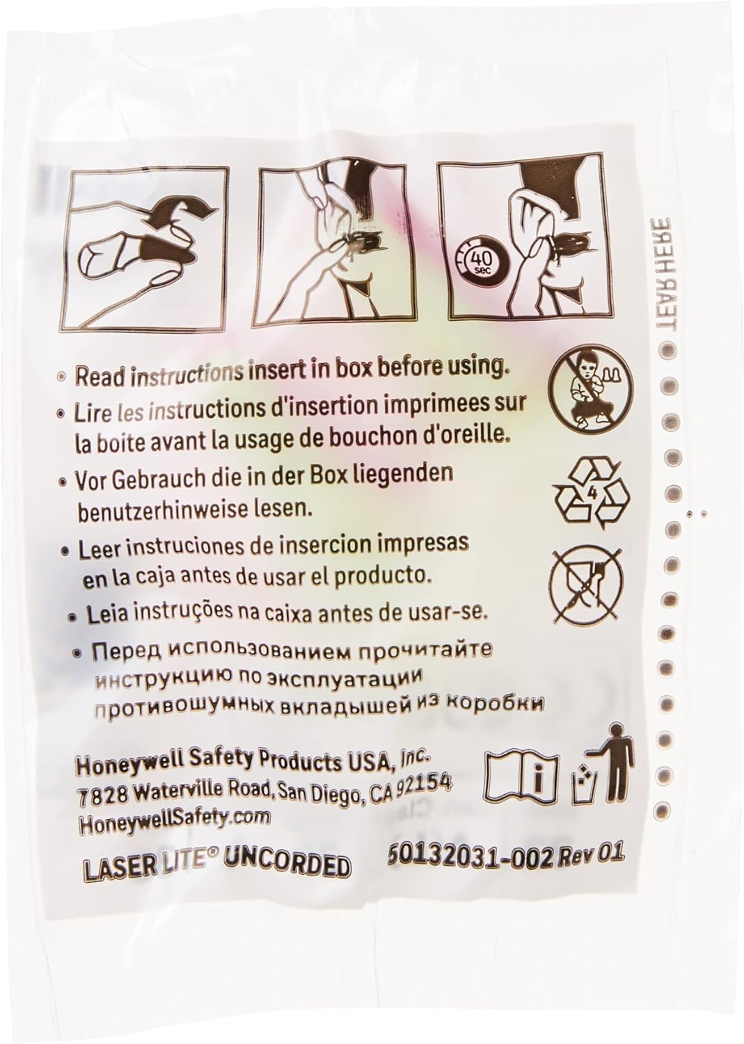 Howard Leight by Honeywell Laser Lite High Visibility Disposable Foam Earplugs, Pink/Yellow , 200-Pairs (LL-1) - 3301105
