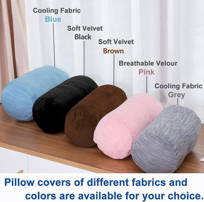 1 MIDDLE ONE Round Cylinder Bolster Pillow with Removable Velvet Cover, Tube Roll Cervical Pillow for Head, Neck, Back and Legs Support, 13"x 6", Blue
