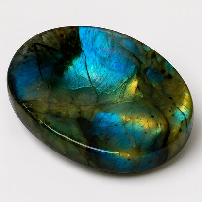 Amazing Gemstone Labradorite Thumb Worry Stone, Anxiety Stone, Healing Crystals - Piedra Crystal Fidget for Gift, Meditation, Calming, Relaxation, Stress Relief - Colors A