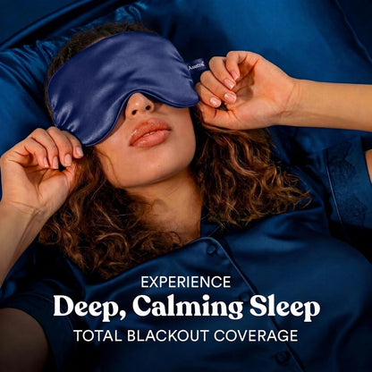 ASUTRA Silk Eye Pillow for Sleep, Black - Filled w/Lavender Buds (One Size)