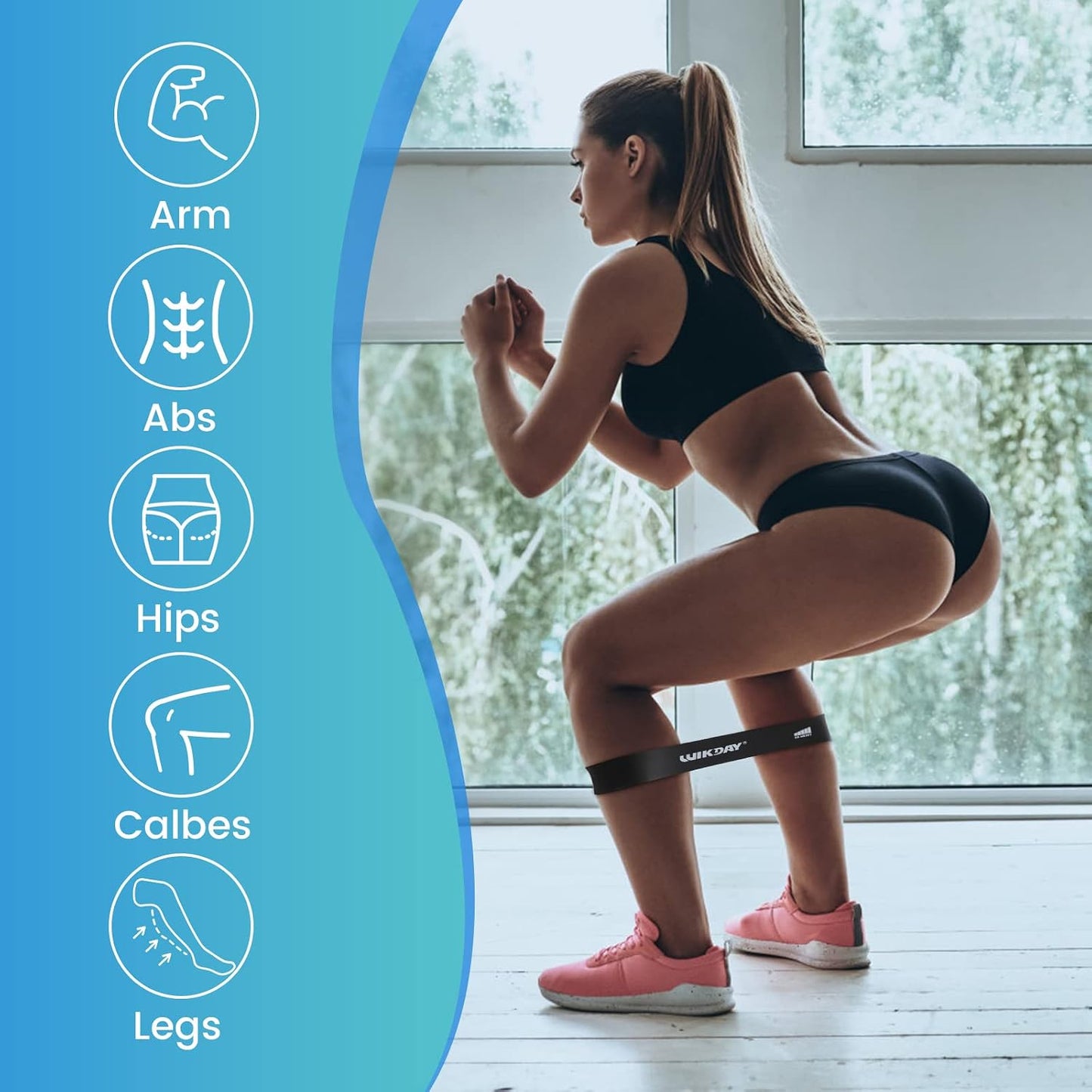 WIKDAY Resistance Bands, Pull Up Bands, Workout Bands for Exercise, Thick Heavy Resistance Band Set with Door Anchor, Elastic Bands for Body Stretching, Training at Home/Gym for Men & Women