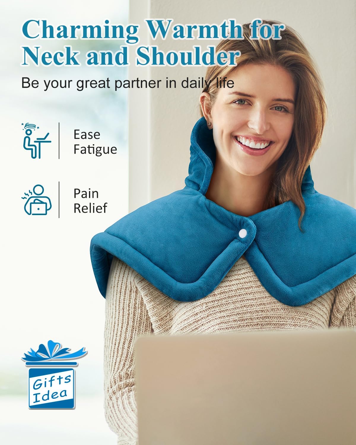 Heating Pad for Neck Shoulders Back, Electric Heat Pads, Weighted Heated Wrap for Daily Relax 6 Heat Settings 4 Auto Timers, Birthday Gifts for Women Men Mom Dad Wife Husband, 24"x33", ETL Certified