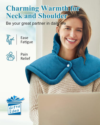 Heating Pad for Neck Shoulders Back, Electric Heat Pads, Weighted Heated Wrap for Daily Relax 6 Heat Settings 4 Auto Timers, Birthday Gifts for Women Men Mom Dad Wife Husband, 24"x33", ETL Certified