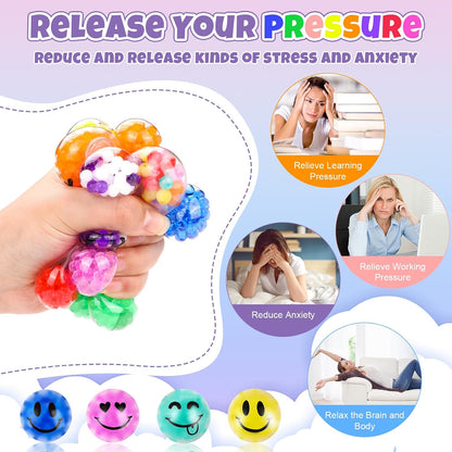 VESPRO 12 Pack Fidget Stress Balls for Adults, Cute Octopus Stress Sensory Stress Ball, Bulk Squishy Squeeze Ball Toys Set for Classroom Prizes and Birthday Party Favors