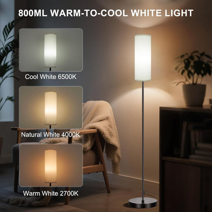 FRIDEKO HOME Floor Lamp, 9W 800LM Color Changing Smart Lamp with Music Sync, App & Remote Control, Adjustable Brightness & Color Temperature Standing Light for Living Room Bedroom Gaming, Beige Shade