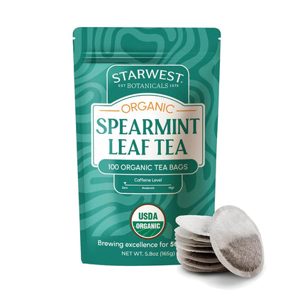Starwest Botanicals Organic Lemon Balm Leaf Tea - Herbal Tea, Caffeine Free, USDA Organic Lemon Balm Leaf, String Free Sachets, Non GMO - Bulk Pack, 100 Bags