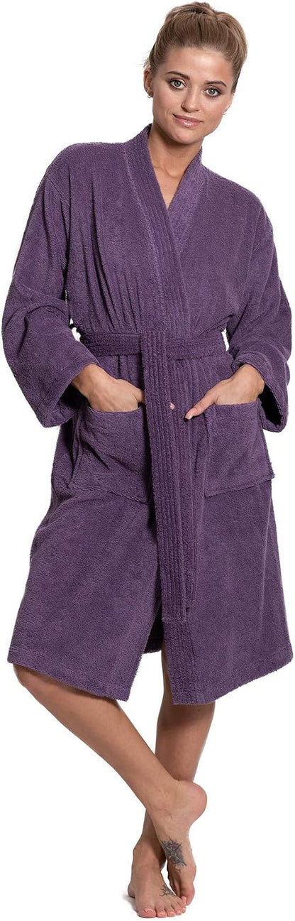 Turkuoise Soft & Absorbent Towel Robe, 100% Cotton Turkish Terry Cloth Kimono Bathrobes for Women