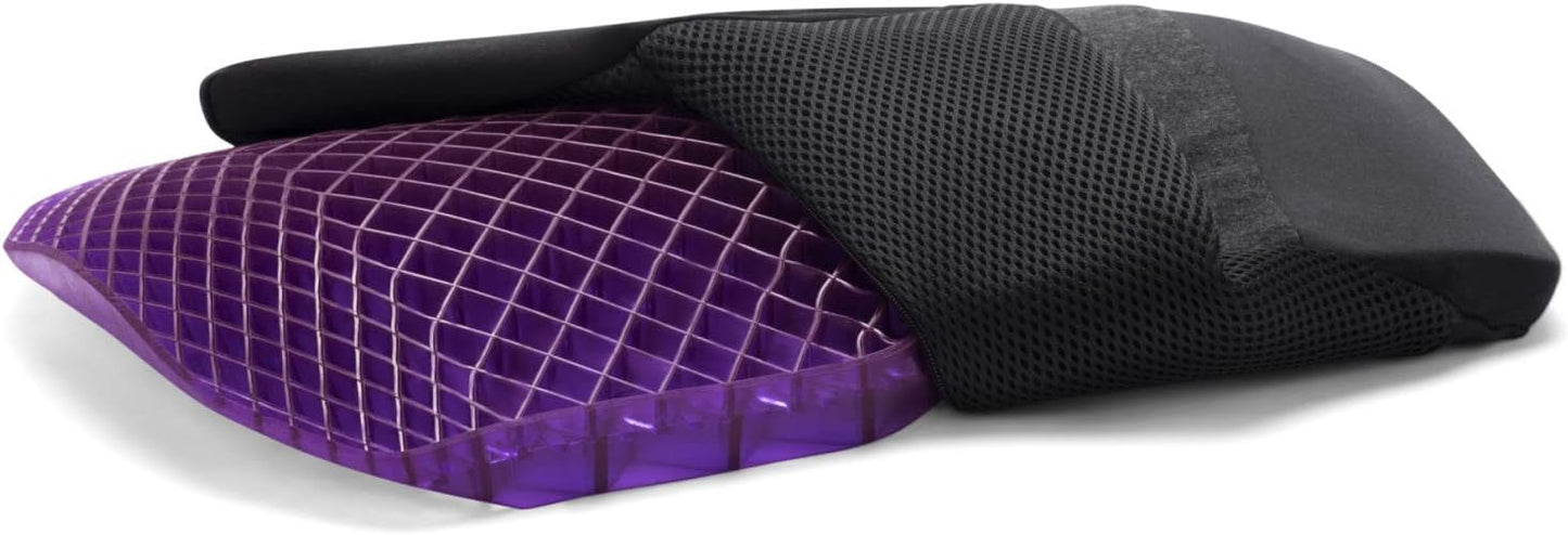 Purple Royal Seat Cushion, Portable 2 Inch Gel Seat Cushion, GelFlex Grid | Handles for Car, Office Chair, Stadium - Pressure-Reducing for Hard Seats, Temperature-Neutral, No-Slip - Made in USA