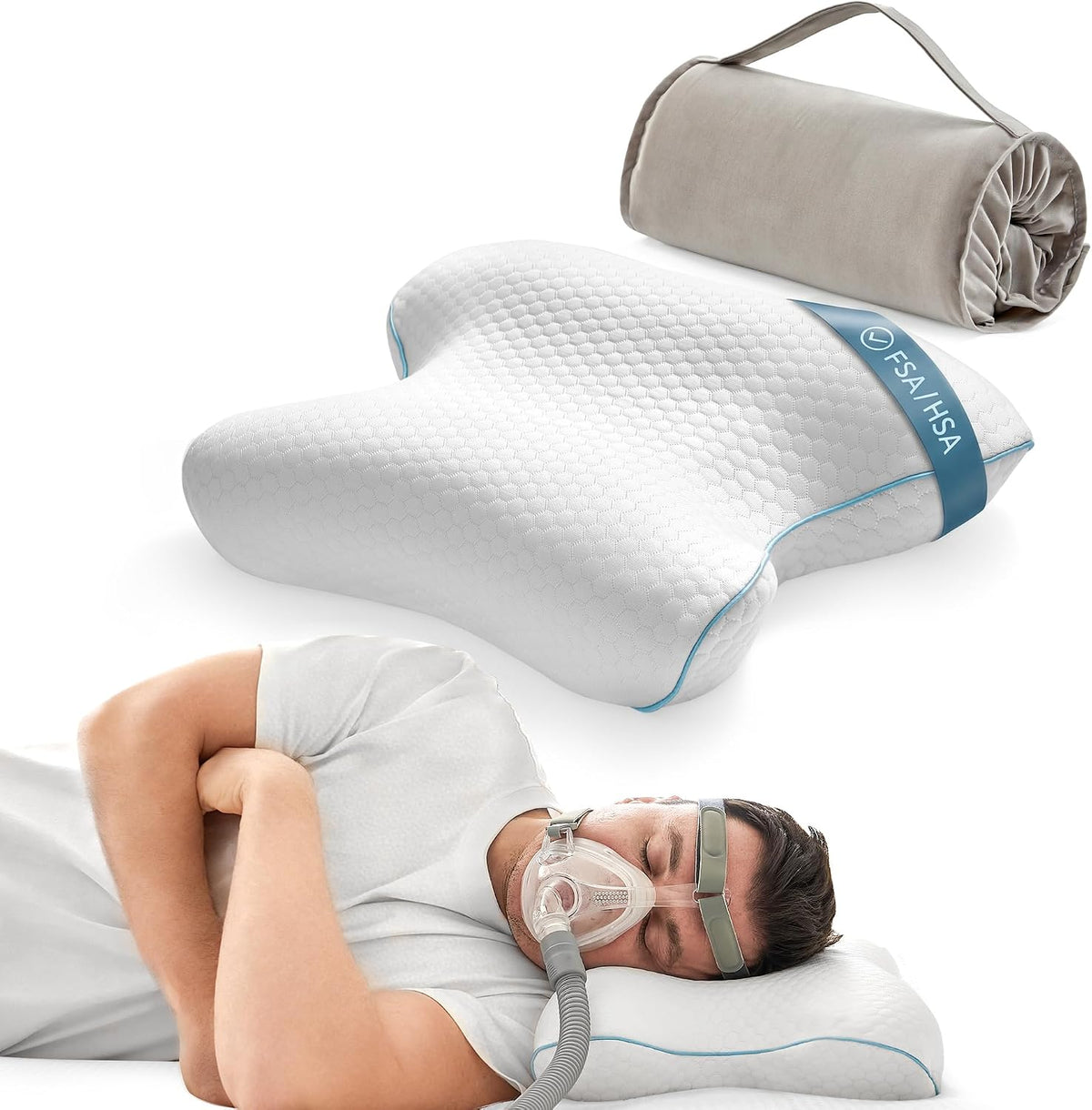 HSA/FSA Camping Pillow, Packable Memory Foam CPAP Pillow for All CPAP Users