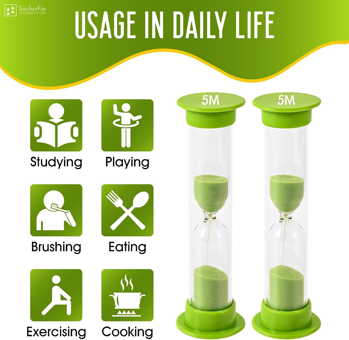 Sand Timer for Kids Set of 3 Small Colorful Hourglass Acrylic Covered Clock 1Min 2Min 5Min for Classroom, Home & Kids Room