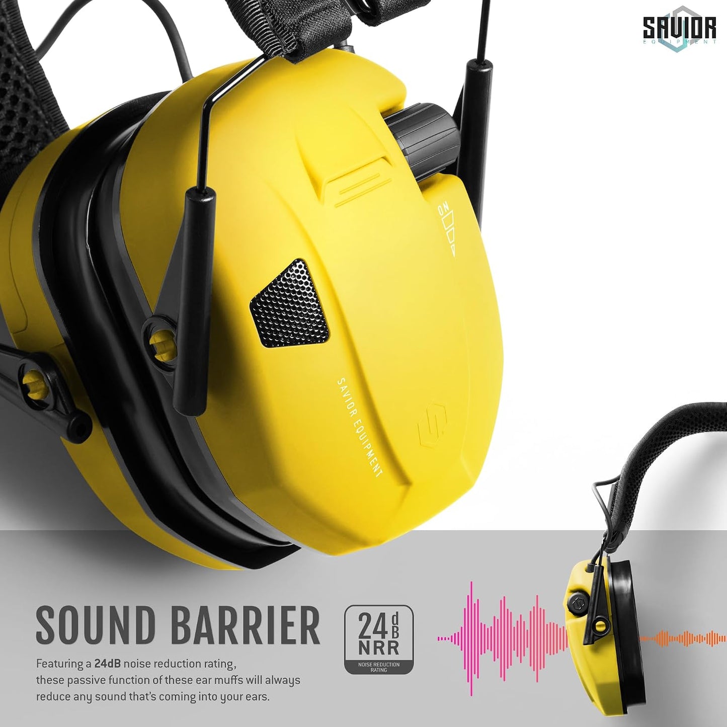 Savior Equipment Apollo Electronic Earmuffs For Shooting w/Gel Ear Pads, 24dB NRR, Noise Cancelling Ear Protection Headset