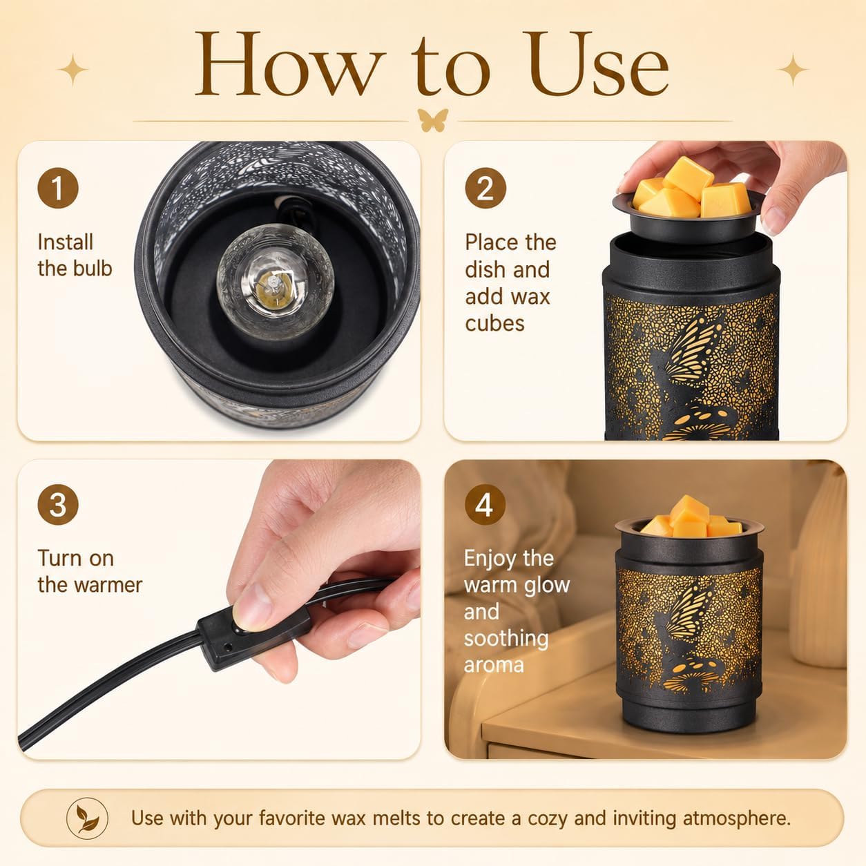 kobodon Wax Melt Warmer Metal Wax Warmer for Scented Wax Electric Fragrance Candle Oil Burner 2 in 1 Wax Melts as Gifts for Moms Grandma Women Girls(Sunflower)