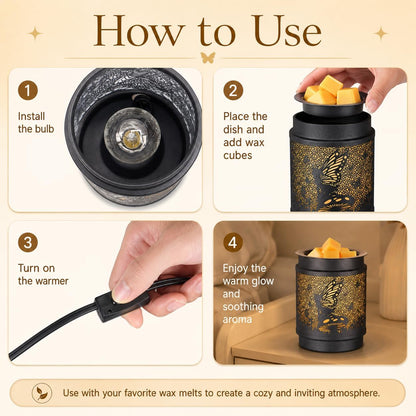 kobodon Wax Melt Warmer Metal Wax Warmer for Scented Wax Electric Fragrance Candle Oil Burner 2 in 1 Wax Melts as Gifts for Moms Grandma Women Girls(Sunflower)