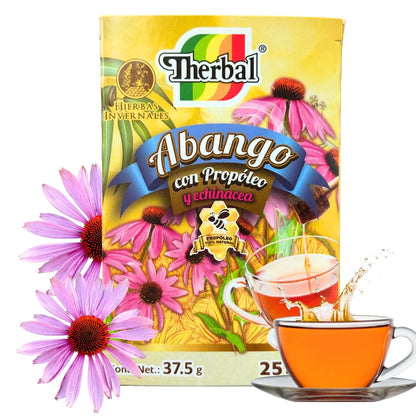 Therbal Abango Herbal Tea with Propolis & Echinacea – 25 Tea Bags – Natural Caffeine-Free Infusion – Winter Herbal Blend