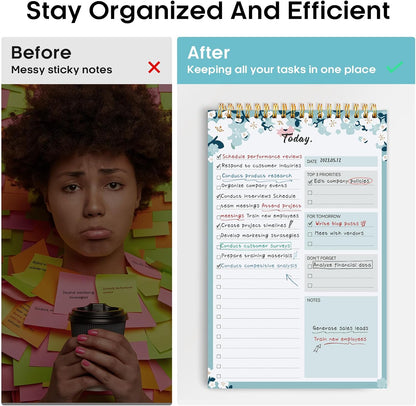Taja To Do List Notepad, Undated Daily Planner for Work and Goal Setting