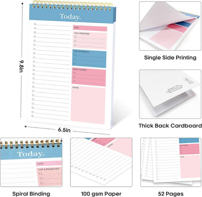 Taja To Do List Notepad - To Do List Notebook for Work with 52 Sheets, 9.8" x 6.5", Undated Daily Planner Perfect for Daily Tasks and Goal Setting, Notepad Suitable for Office, Home & School - Violet Dream