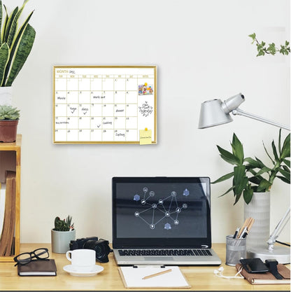 Gold Weekly Dry Erase Board for Wall,12"x16",Gold Metal Frame Weekly Planner Whiteboard for to Do List, Memo, School, Home, Office, Kitchen-GZ