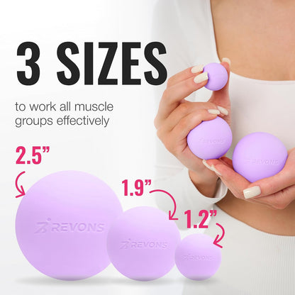 3 in 1 Massage Ball Set – 2.5", 1.9" & 1.2" Firm Silicone Balls for Myofascial Release, Trigger Point Therapy, Back & Foot Pain Relief, Face Fitness, Yoga, Deep Tissue Recovery (Turquoise)