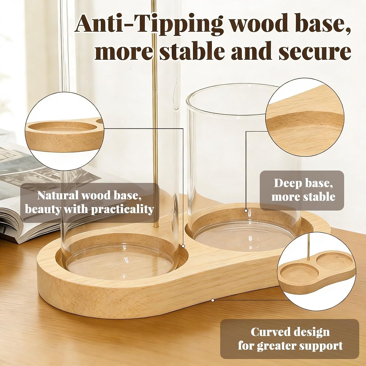 2-in-1 Glass Incense Holder with Ash Collector and Incense Stick Storage Upside Down Hanging Incense Holder, Anti-Splashing Design, Perfect for Meditation, Yoga, Spa, and Home Decoration