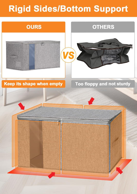 punemi 60L Sturdy Comforter Storage Bag, Blanket Organizer, Grey