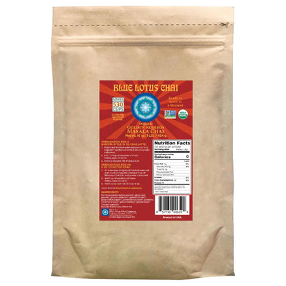 Blue Lotus Chai - Golden Masala Flavor Chai - Makes 100 Cups - 3 Ounce Masala Spiced Chai Powder with Organic Spices - Instant Indian Tea No Steeping - No Gluten
