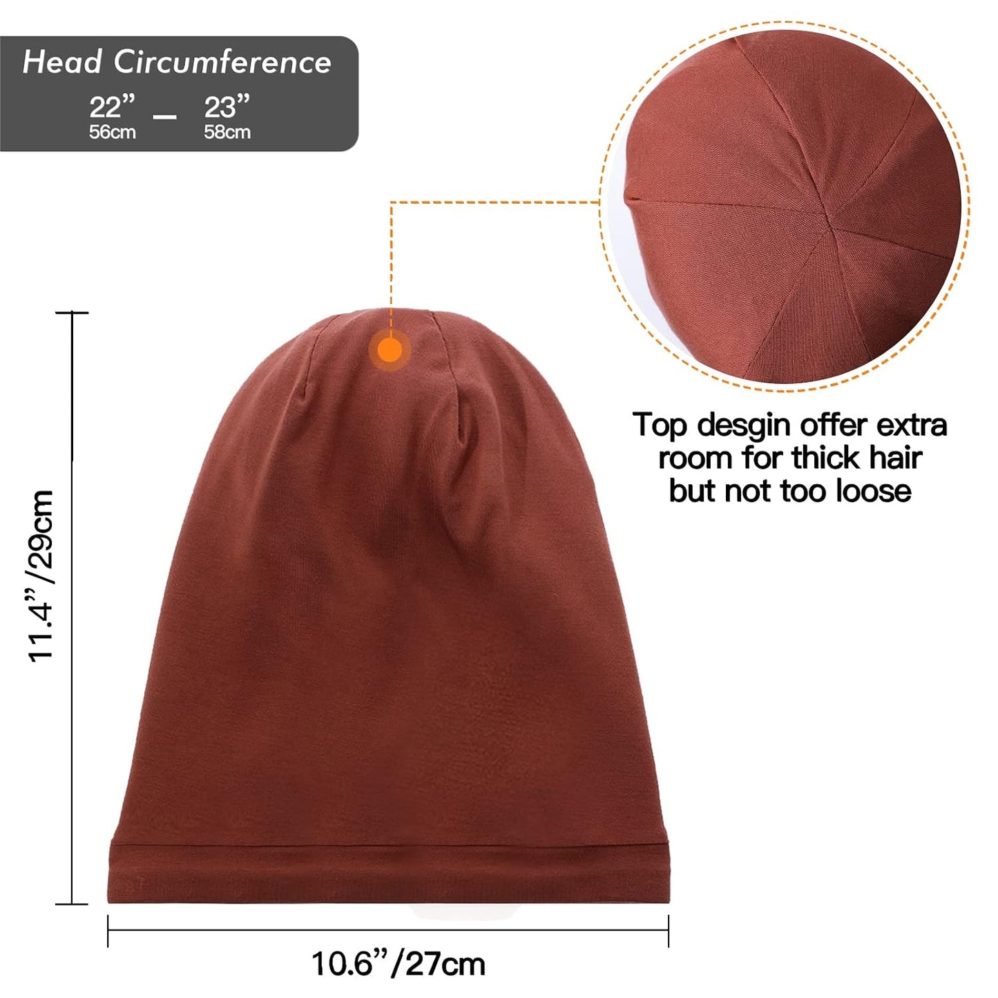 Silk Satin Lined Bonnet Sleep Cap - Adjustable Stay on All Night Hair Wrap Cover Slouchy Beanie for Curly Protection Women and Men Solid Black