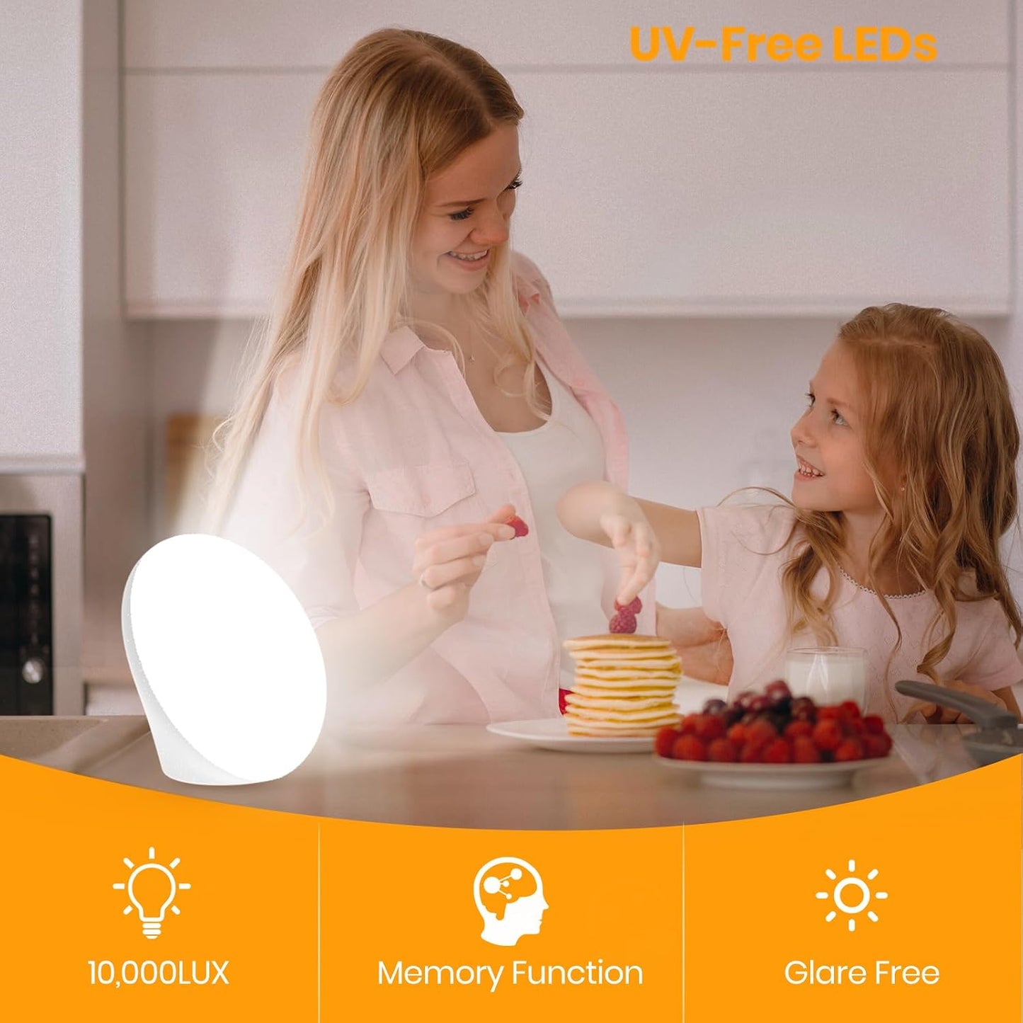 LASTAR Sun Lamp, 10,000 Lux Sunlight Lamp with 4 Color Temperatures & 5 Brightness & 1H Timer, Touch Control Daylight Lamp with Memory Function for Home