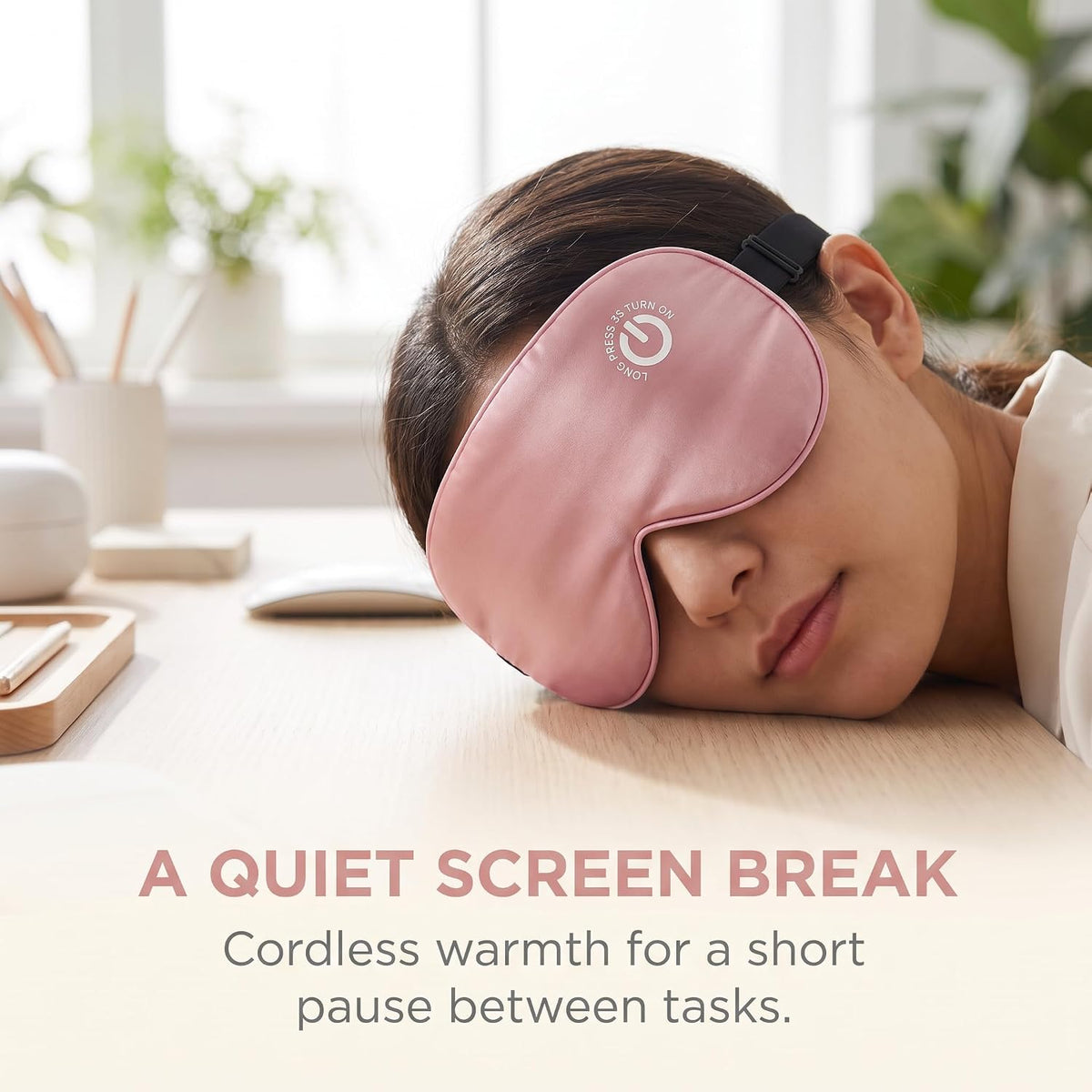 Heated Eye Mask for Dry Eyes, Cordless Rechargeable Warm Compress with 100% Mulberry Silk Cover, 3 Heat Settings, 20-Min Auto-Off, FSA-HSA Eligible Eye Mask for Home, Office & Travel