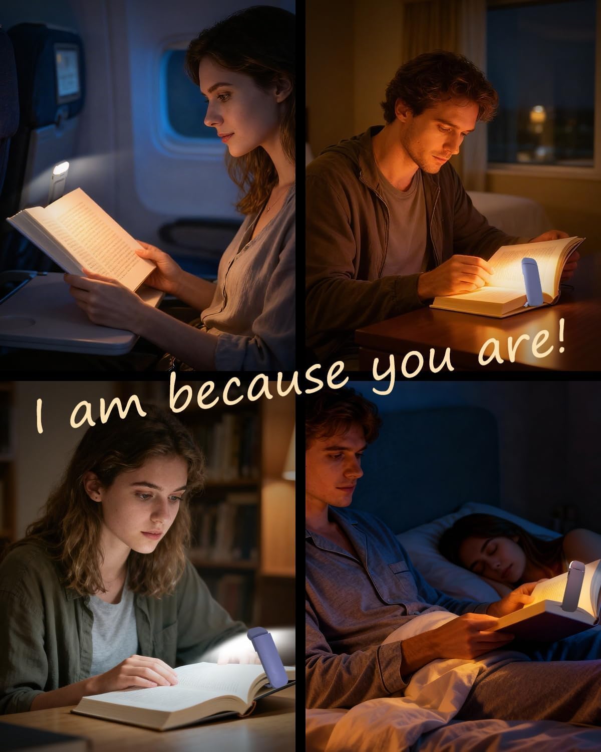 HEMONNKAM Book Reading Light, Rechargeable Clip on Booklight, Eye Caring 3 Color Temperatures & 5 Brightness Levels, Night Use for Bed, Long Lasting, Reading at Night in Bed, Purple