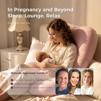 Momcozy Pregnancy Pillows with Cooling Cover, U-Shaped Full Body Maternity Pillow for Side Sleepers 57 Inch - Support for Back, Hip, Belly, Legs for Pregnant Women