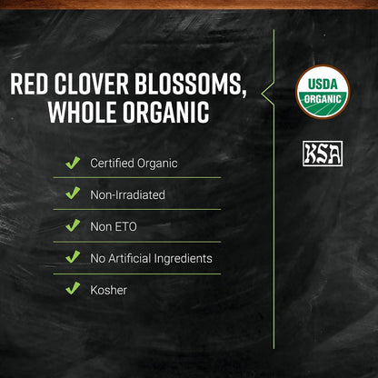 Frontier Co-op Organic Whole Red Clover Blossoms, 0.71oz - Fragrant, Natural and Versatile for Garnishes and Red Clover Tea - Kosher, Non-Irradiated