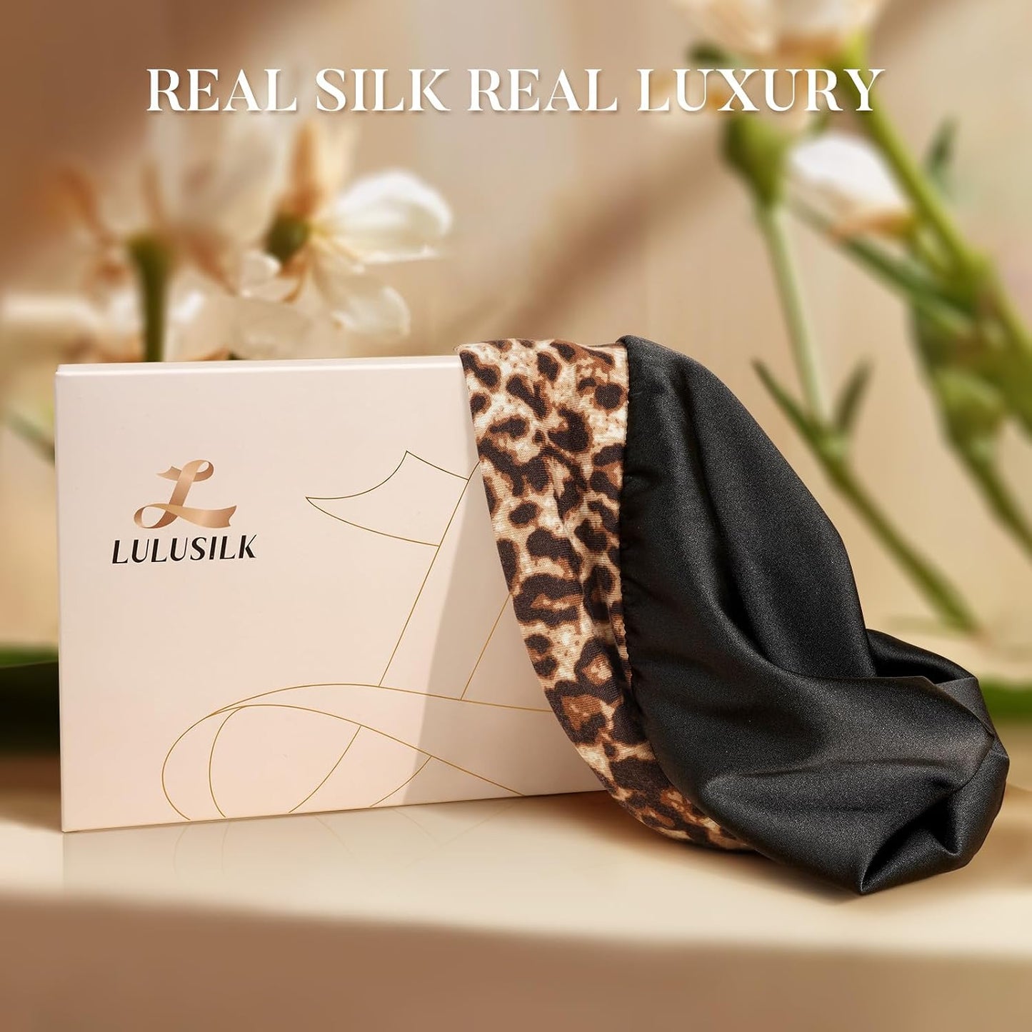 LULUSILK 100% Mulberry Silk Bonnet for Sleeping Women and Men, No More Frizzy Tangled Hair, Real Silk Sleep Cap for Curly Hair, Black, Pack of 1