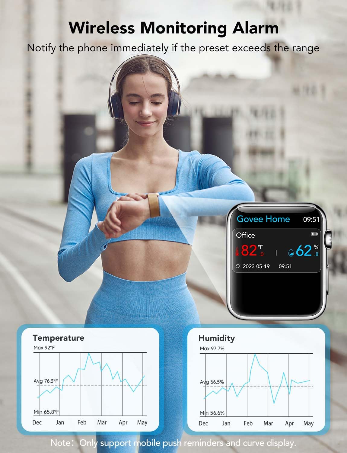 Govee WiFi Thermometer Hygrometer H5103, Indoor Bluetooth Temperature Humidity Sensor with Electronic Ink Display, App Notification Alert, Free Data Storage Export, Digital Remote Monitor for Bedroom