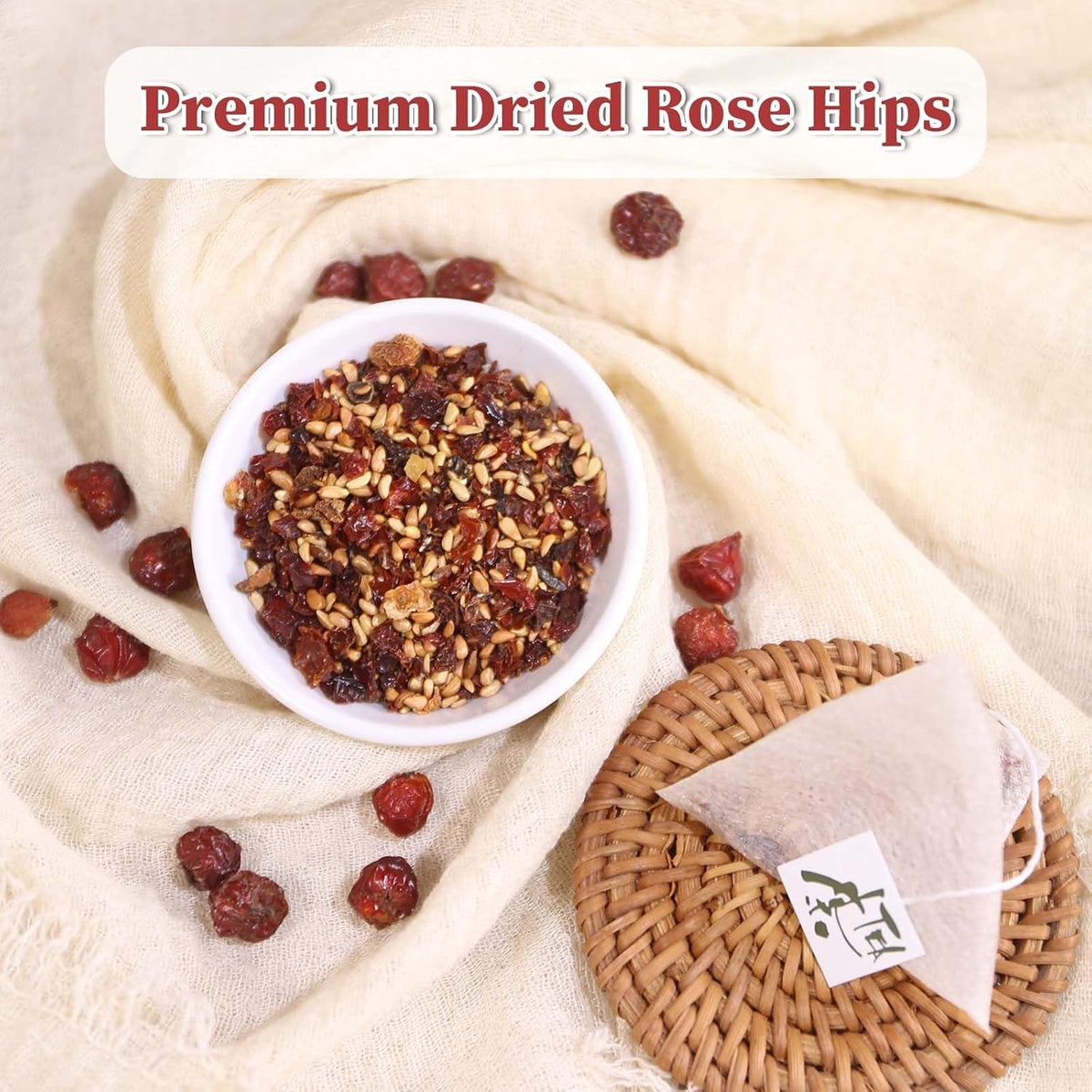 FullChea - Rose Hips Tea Bags, 50 Count, Dried Rose Hips