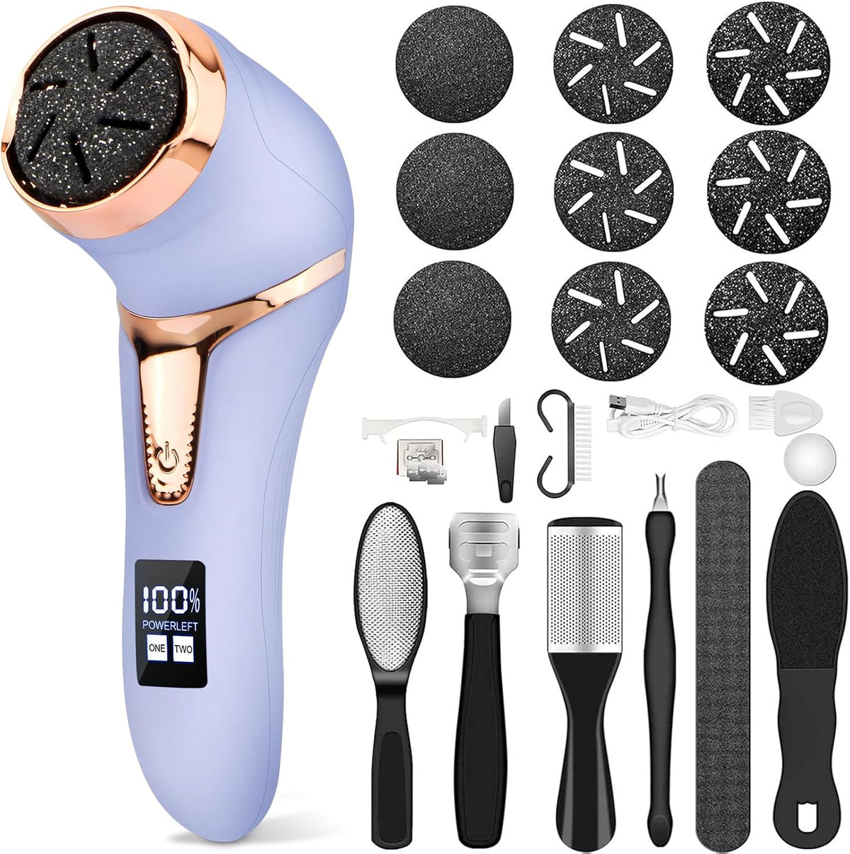 Electric Callus Remover for Feet with Vacuum, Professional Pedicure Tools Kit, Rechargeable Waterproof Foot File for Foot Care Deadskin Remover with 3Heads&2Speed,LCD Display