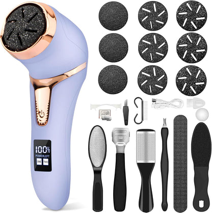 Electric Callus Remover for Feet with Vacuum, Professional Pedicure Tools Kit, Rechargeable Waterproof Foot File for Foot Care Deadskin Remover with 3Heads&2Speed,LCD Display