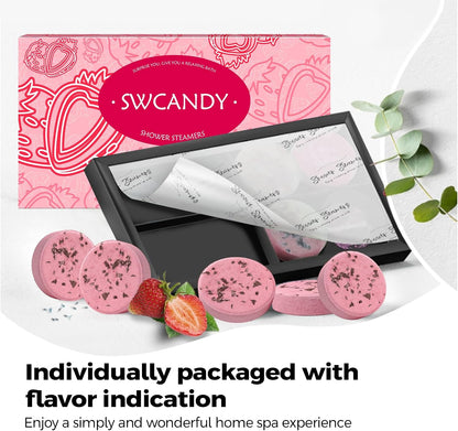 SWCANDY Shower Steamers Aromatherapy Travel Essentials Birthday Gifts for Women, Lavender 8 Pcs, Bath Bombs Shower Bombs with Natural Essential Oils, Relaxation Home SPA