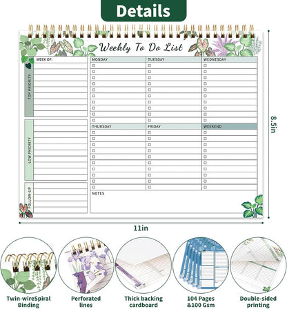 104 Pgs To Do List Notepad, 52 Undated Sheets Duplex-printed