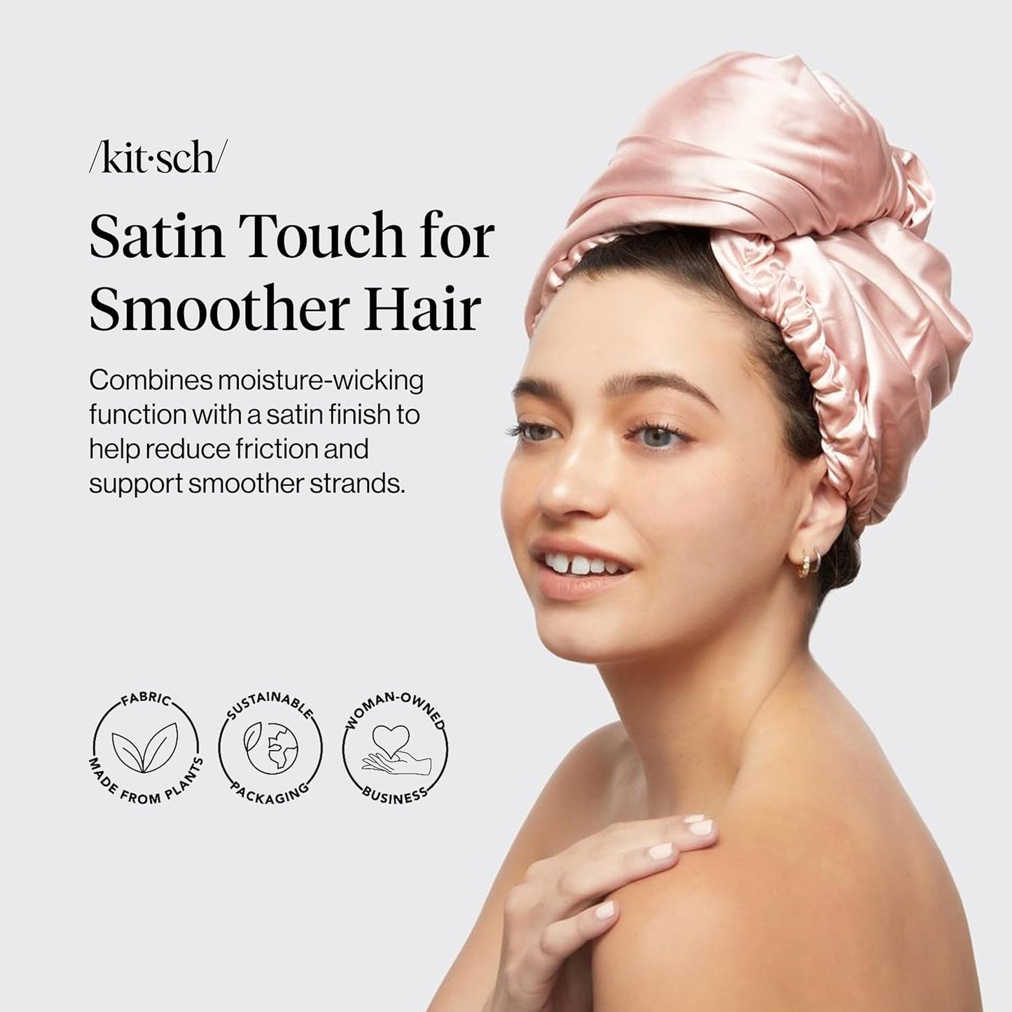 Kitsch Microfiber Hair Towel Wrap for Women – Ultra Absorbent Microfiber Bath Towels for Wet, Curly, Long or Short Hair – Anti-Frizz Hair Wrap, Great Hair Products Gift for Women – Pink