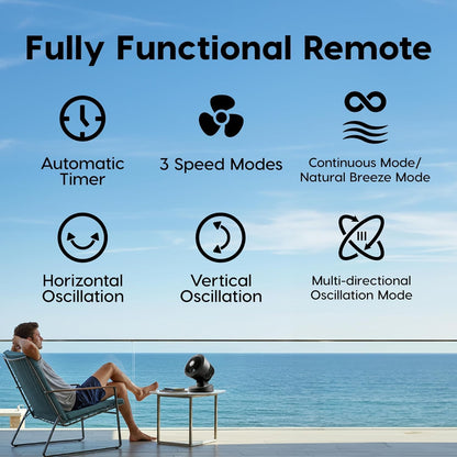 IRIS USA WOOZOO Air Circulator Fan with Remote, Oscillating, 5 Speeds, 82ft Max Air Distance, 90° Adjustable Tilt, 30db Quiet Motor, Small Fan for Bedroom, Office, Dorm, White