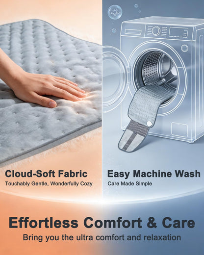 Heating Pad for Back Pain Relief, 12" x 24" + 26" XL Electric Heating Pad for Period Cramps with Loop Fastener for Hands-Free 360 Fit, 4 Timers & 6 Temperatures, Auto Shut-Off, Machine Washable